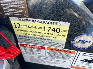 2020 Crest Caribbean RS 250 Pontoon Tri toon 25'